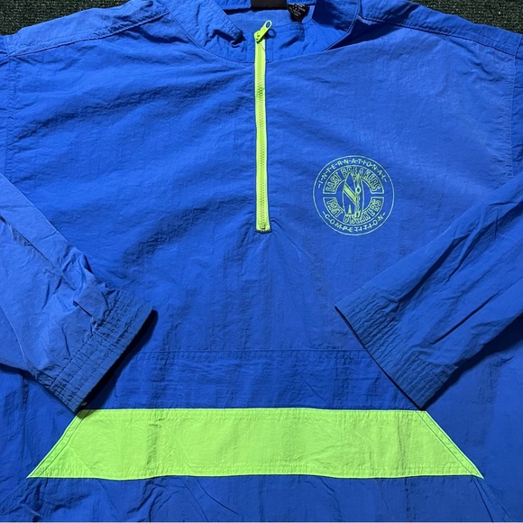 Vintage 90s Surfing Half Zip Blue Nature Windbreaker  Size XL 25X27.5 - Picture 2 of 8